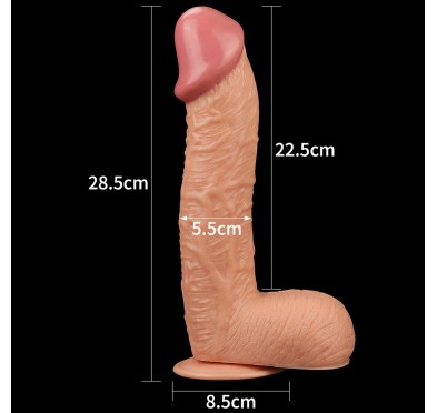 Duży żylasty cielisty penis z przyssawką 28,5 cm